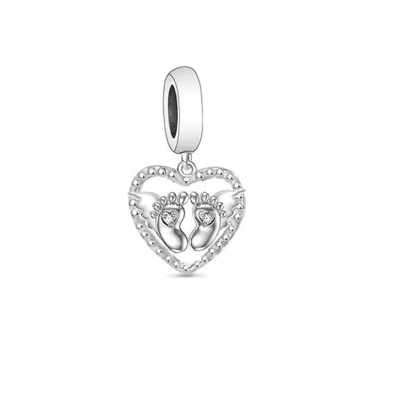 FC Jewelry Fit Original Pan Charm Bracelet 925 Sterling Silver Grandma Mummy of an Angel Baby Foot Bead For Berloque 5