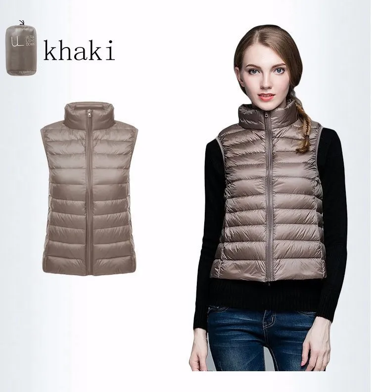 Brand Women Sleeveless Women's Ultra Light Down Vests Slim Jacket Girl Gilet Plus Lightweight Windproof Warm Waistcoat Leather Jackets