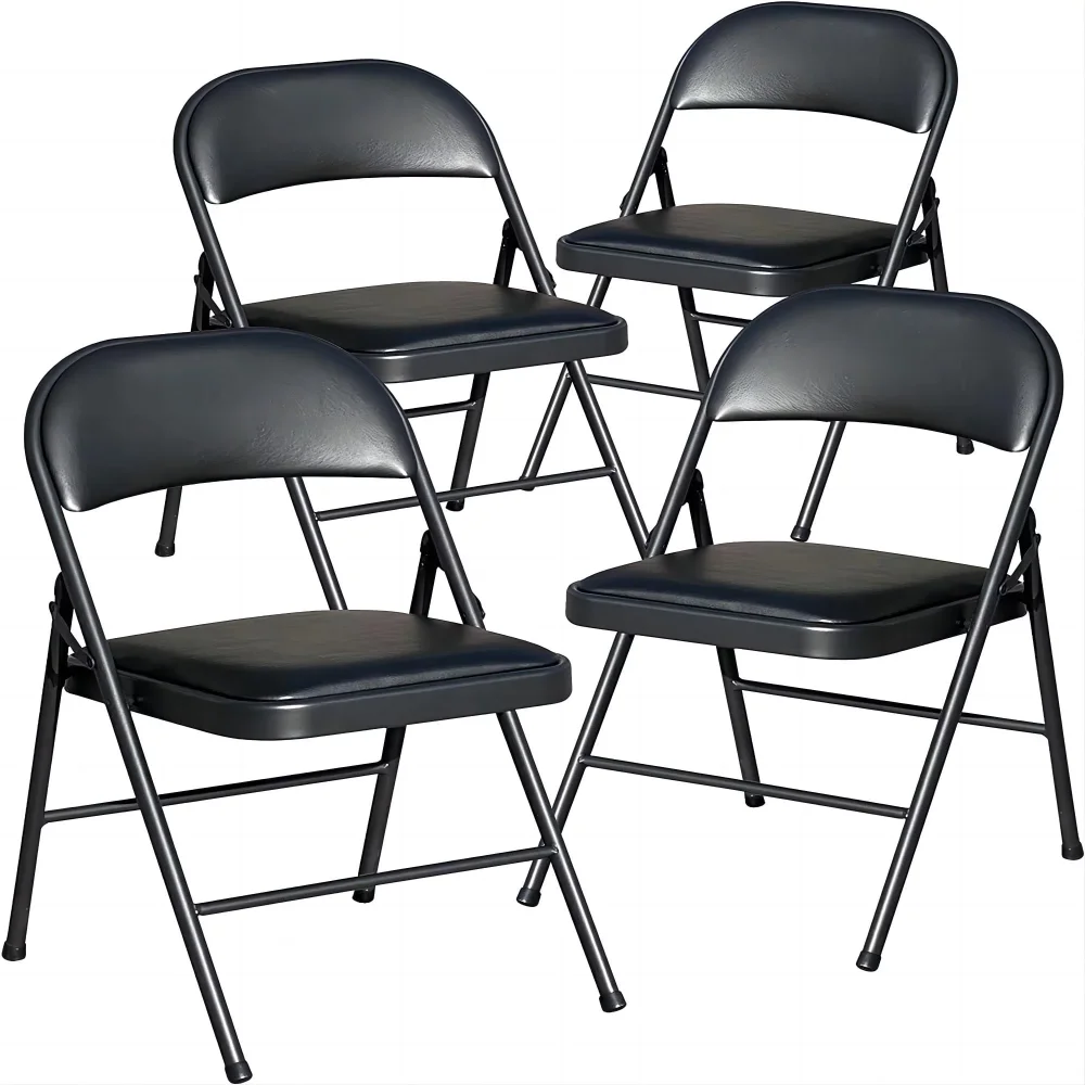 

SUGIFT 4 Pack Black Folding Chairs with Padded Seats for Outdoor & Indoor