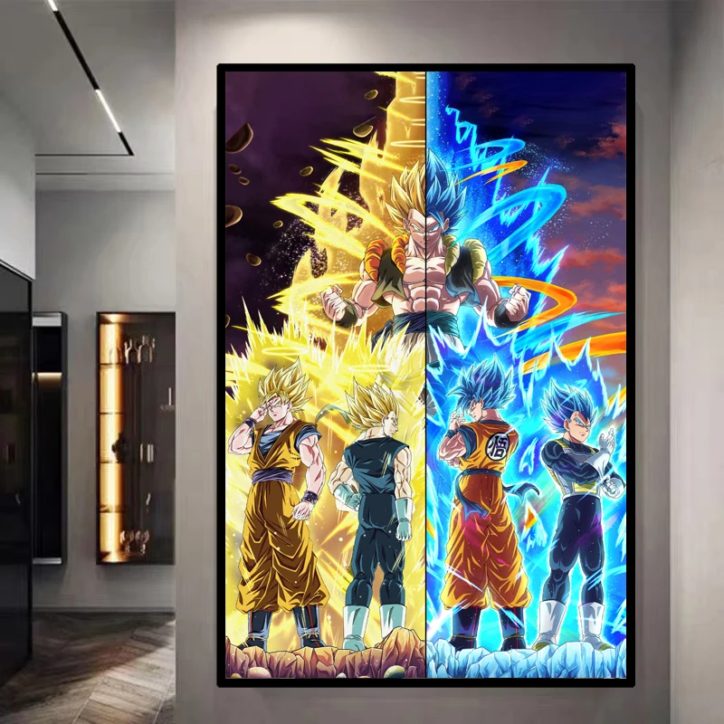 Dragon Ball Decorative Painting Sun Wukong Super Saiyan Japanese Anime Hanging Picture Living Room Bedside Mural