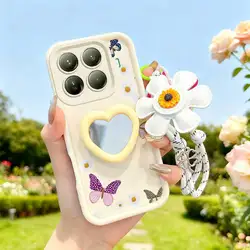 3 - Piece Colored Butterfly Phone Case Set with Lanyard and Craft Embellishments for Xiaomi 14 (WHITE)