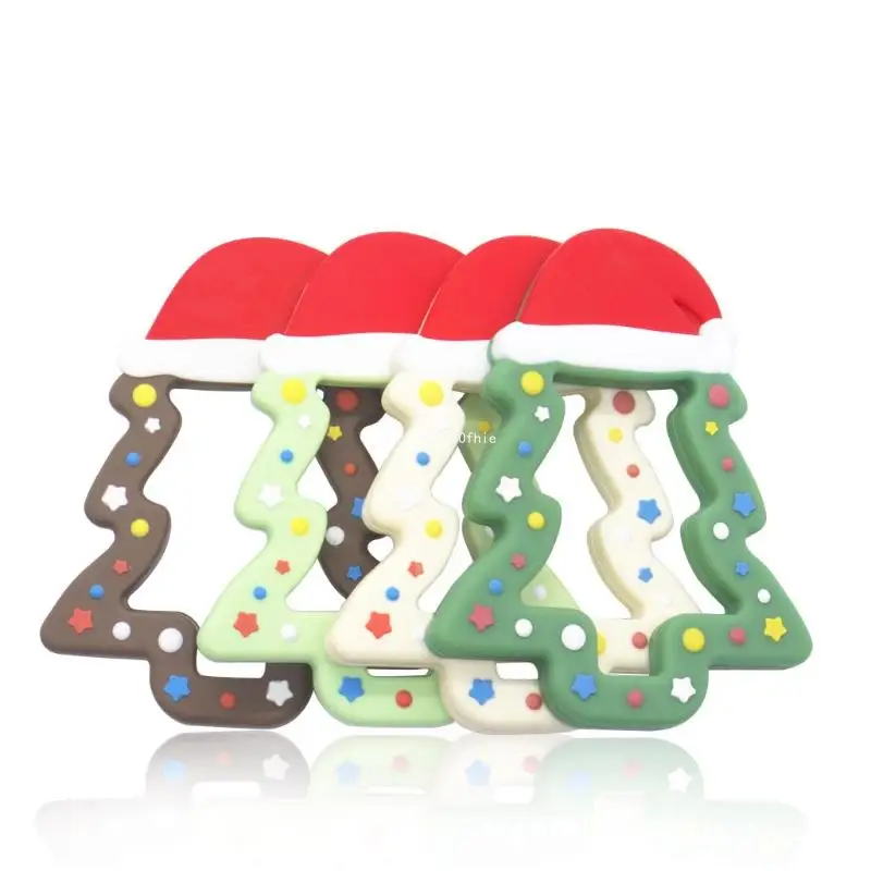 

Baby Christmas Tree Teether Food Grade Silicone Beads Rattle Molar Soother Nursing Teething Chewing Toy Shower Gifts for