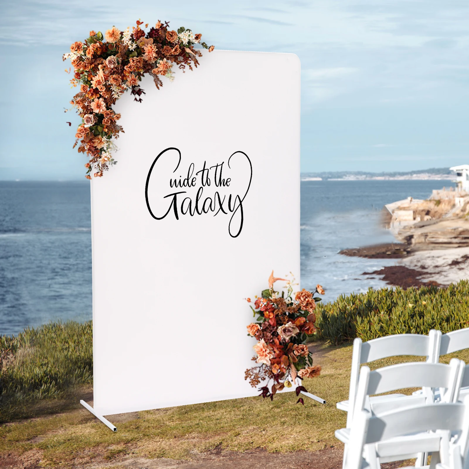 

1,5*2 м Свадебный кронштейн с тяговым стержнем + эластичный тканевый чехол белый кронштейн + белый чехол