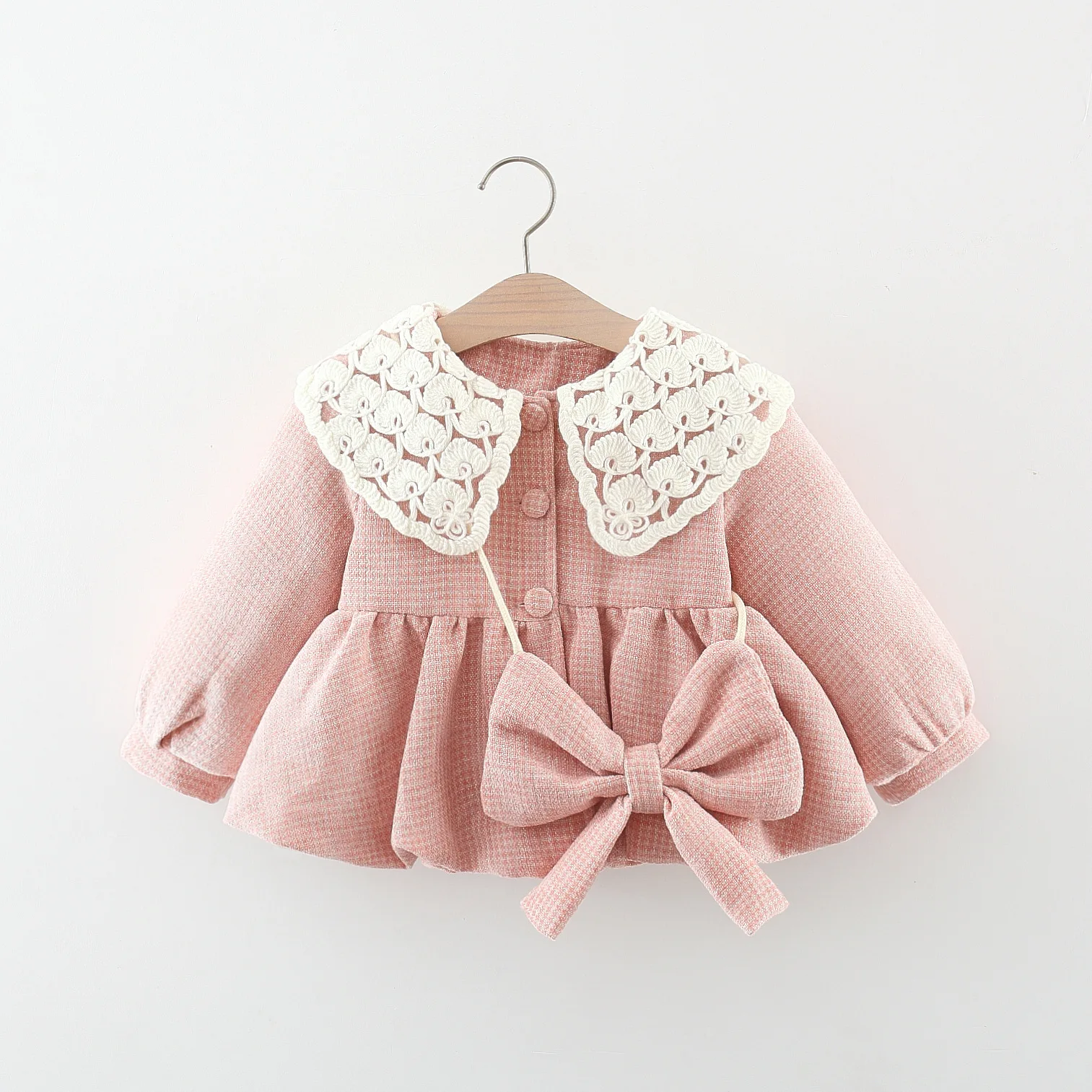 (9 Months -3 Years Old) Winter New Korean Style Baby Girl Coat, Sweet And Warm Children'S Long Sleeved Clothes