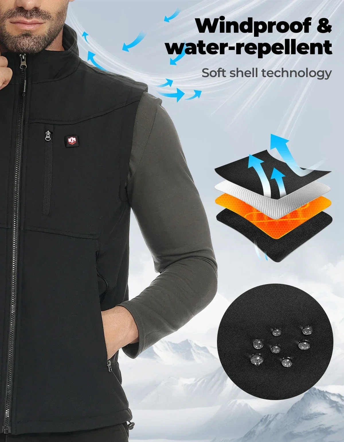 KEMIMOTO Heated Vest Winter Warm Unisex Jacket 6 Heating Areas 10000mAh Power Bank APP Control for Outdoor Sports Moto Riding heated jacket heated vest