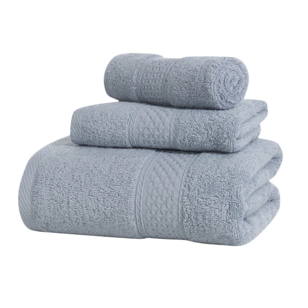 

3 Pcs/set Home Hotel Cotton Towel Hands Face Body Water Sweat Absorption Cleaning Drying Towel, White
