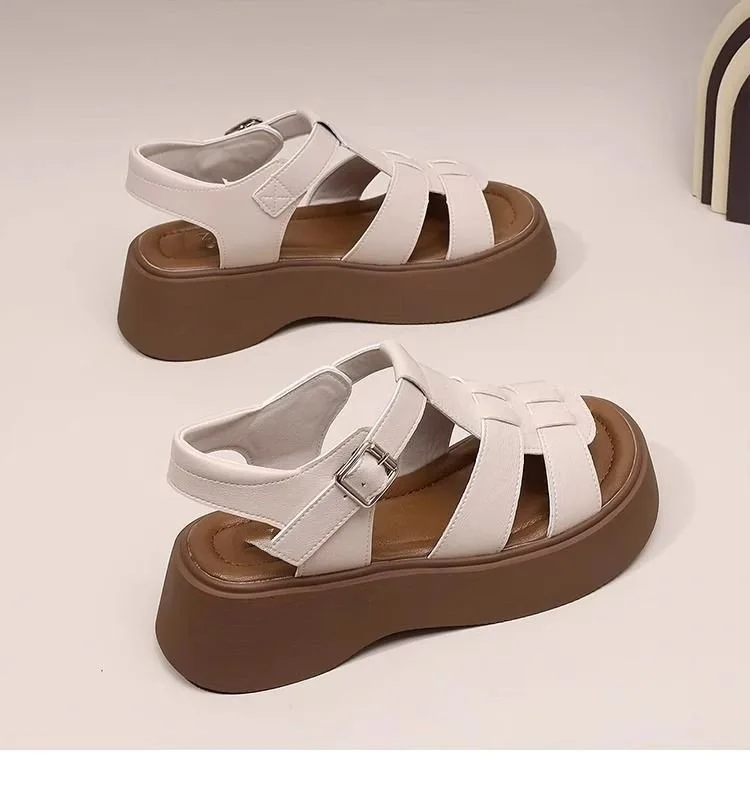 Women Platform Sandals  New Summer Outdoor Sport Breathable Vintage Roman Shoes Comfortable Fashion Buckle Strap Beach Shoes