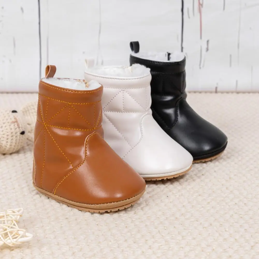 Meckior Newborn baby boots plush winter thick bottom warm socks boots soft bottom comfortable anti-slip toddler snow