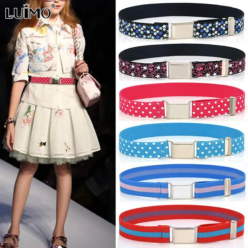 

Kids Adjustable Buckle Belt Children Waistband Adjustable Elastic Canvas Belts For Boy Girls Striped Stretch Western Strap Belt