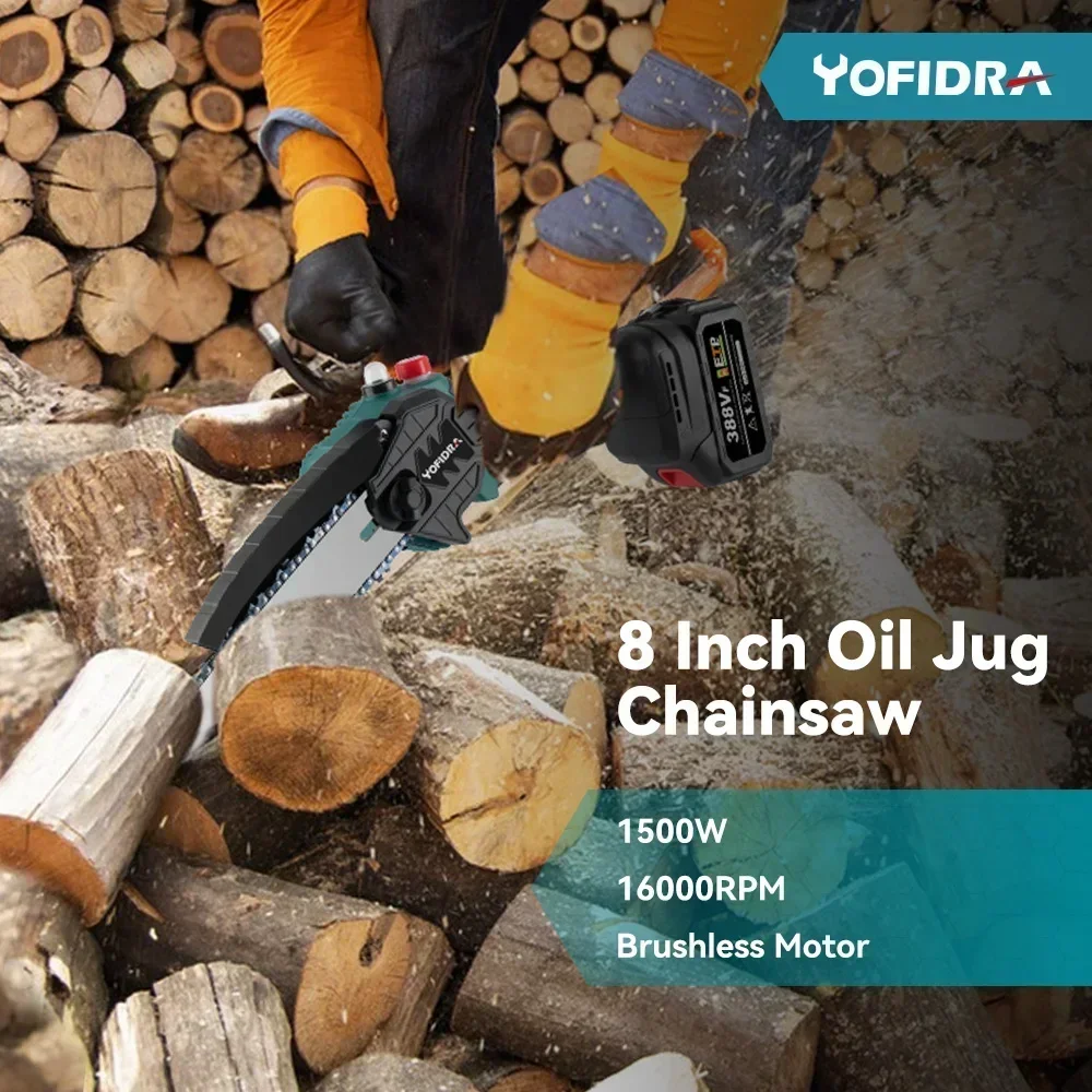 electric chainsaw 8 Inch Brushless Cordless Oiler Handheld Garden Wood Cutting Logging Chainsaw Power Tool For Makita 18V Battery Pin