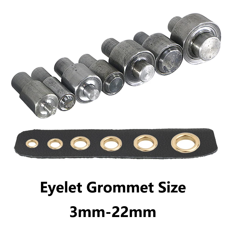 Eyelet Punch Tool Set Grommet Eyelet Kit Metal Punch Hole Mold and Eyelet Grommet Dies for Hand Punch Press Machine for Clothing Leathercraft Accessorie