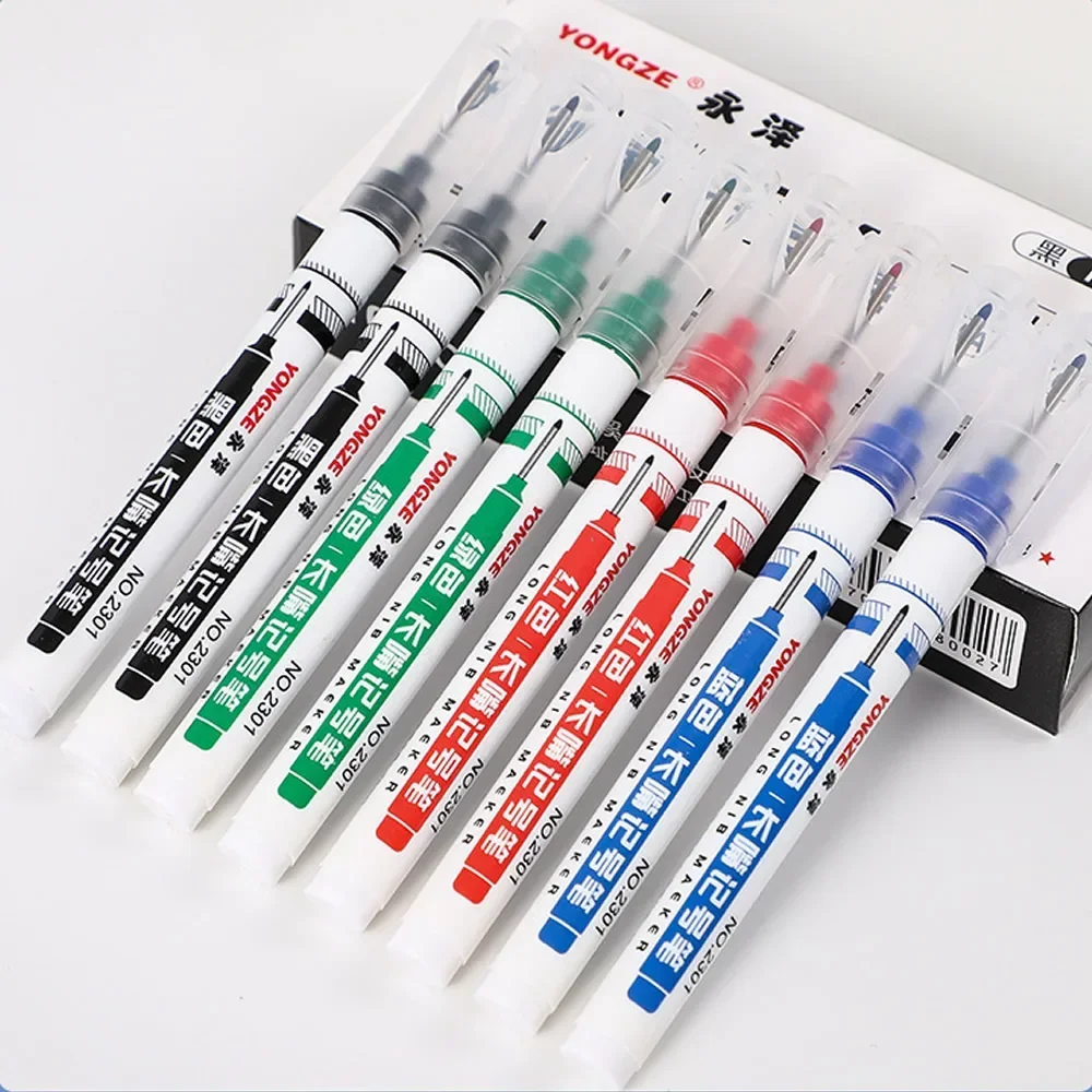 Multi-Purpose Waterproof Markers for Metal, Bathroom, and Woodworking - 4 Vibrant Colors, Long Head Nib, 20mm Deep Hole
