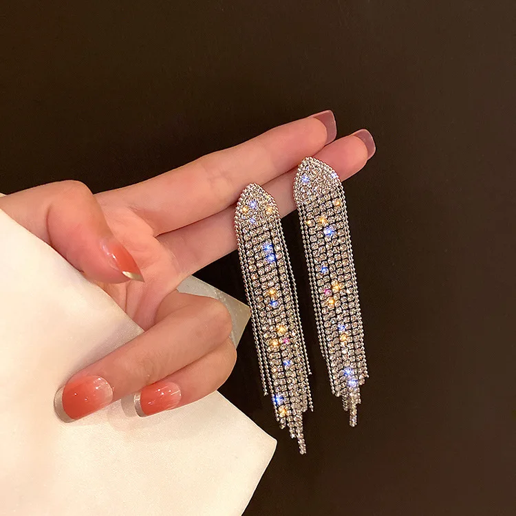 Dangle Earrings Geometric Triangle European and American Fashion Long Tassel