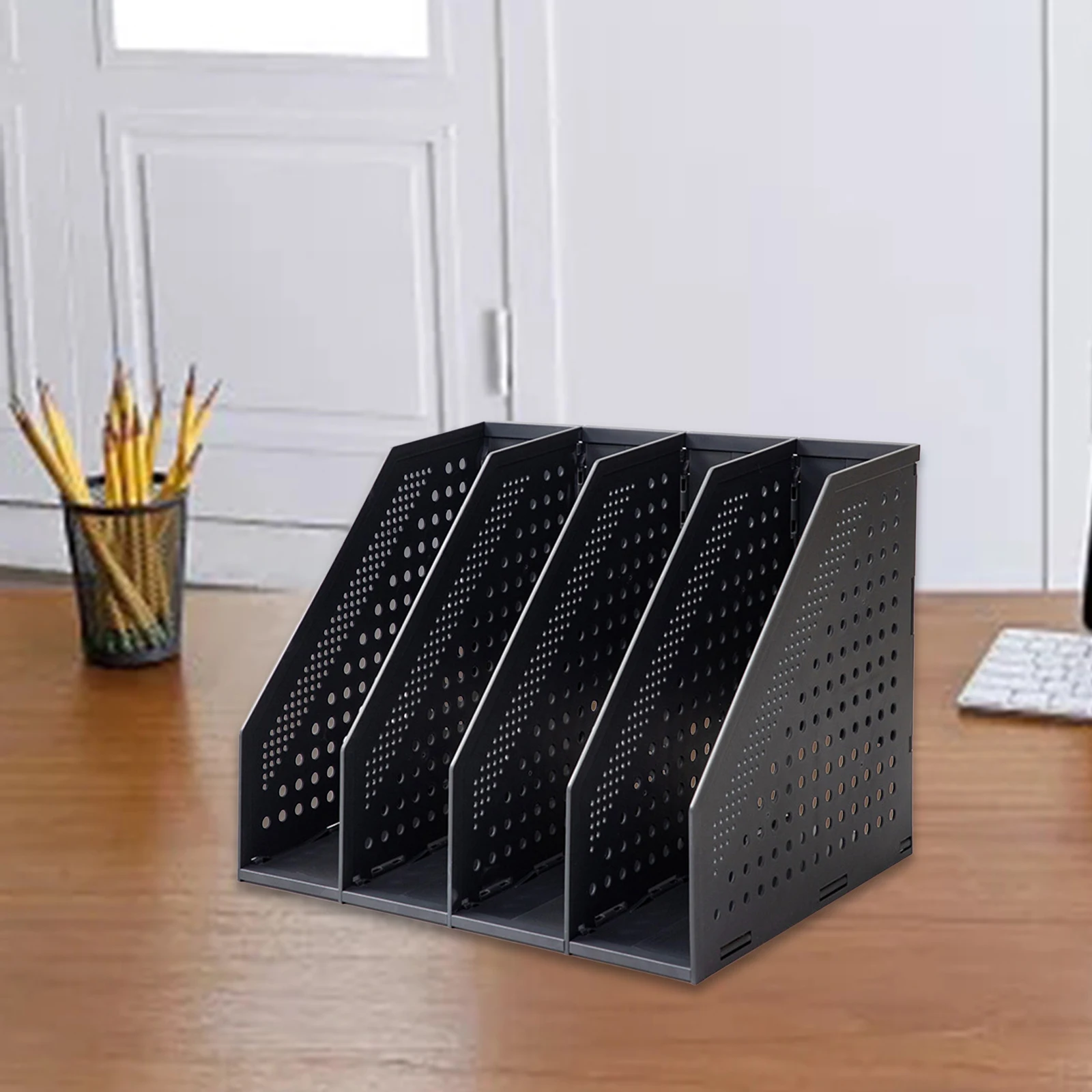 Magazine File Desk Organizer Books File Magazine Rack Holder Foldable Storage Vertical Bookshelf for School Office Home Supplies