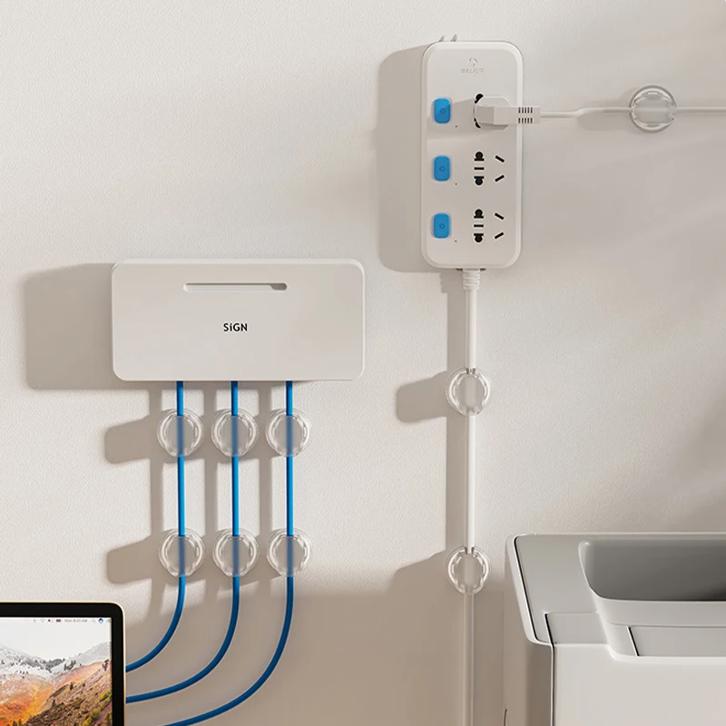 5pcs Desktop Fixed Charge Cable Organizer Transparent Data Cable Line Winder Clips Phone Charger Fixture