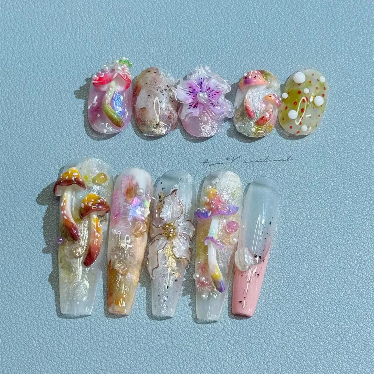 1pc Nail Art Mold Lolita Bow Mushroom Crow Chain Rose Snake Lotus Bear 3D Acrylic Nail Decorations DIY Silicone Nails Products