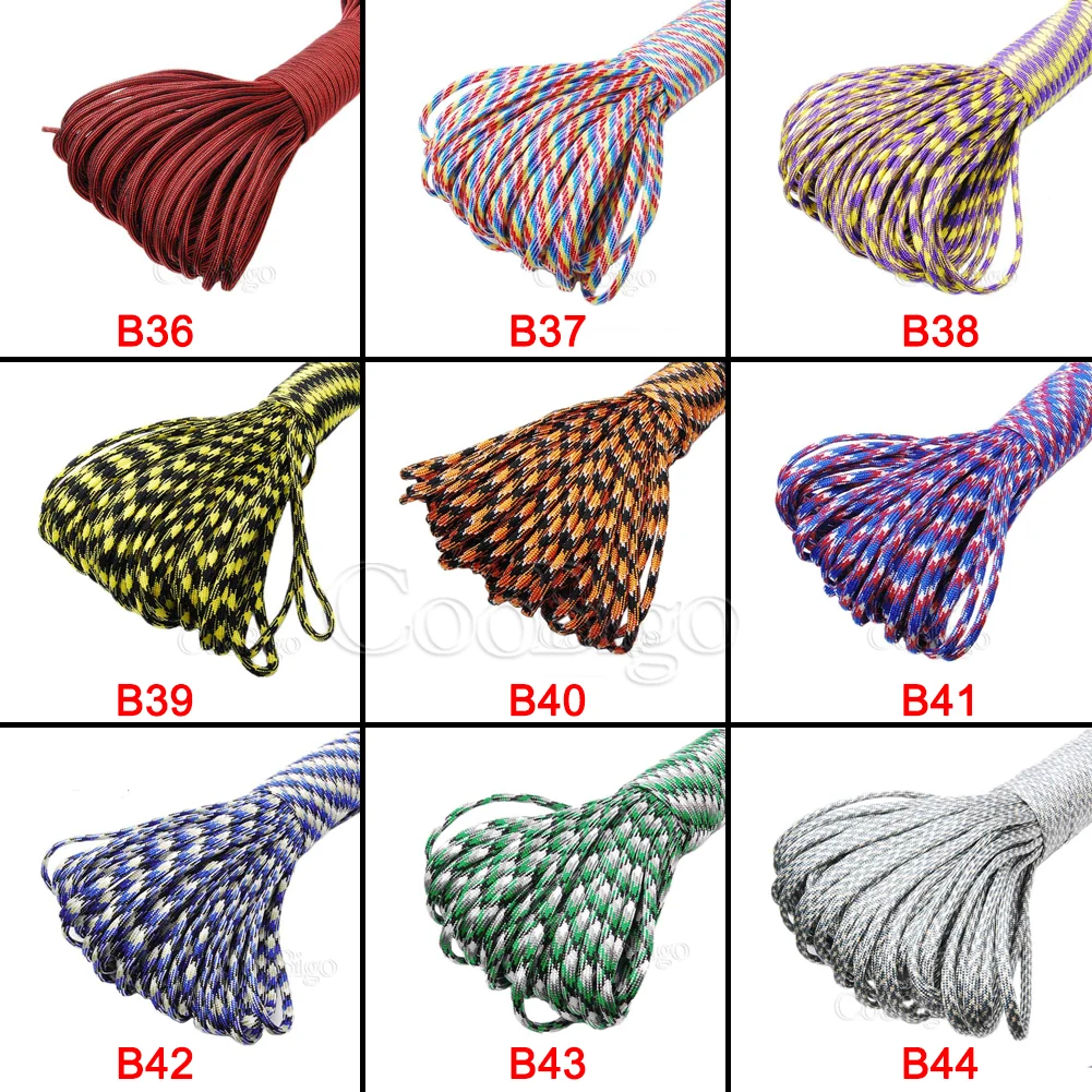 3/100m 4mm Mixed Color Parachute Cord Lanyard Rope 7 Strand Shoelaces Cordon for Paracord Bracelet DIY Craft Accessories