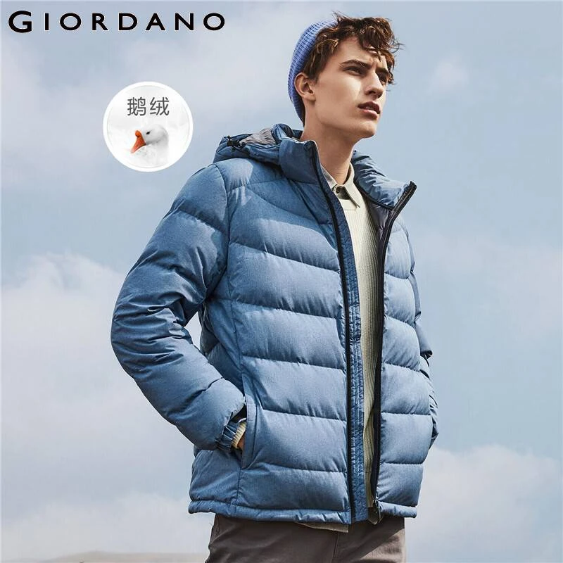 Giordano Men Coat Detachable Hood 90% White Goose Down Jacket Waterproof Pockets Coats 01071692| | - AliExpress