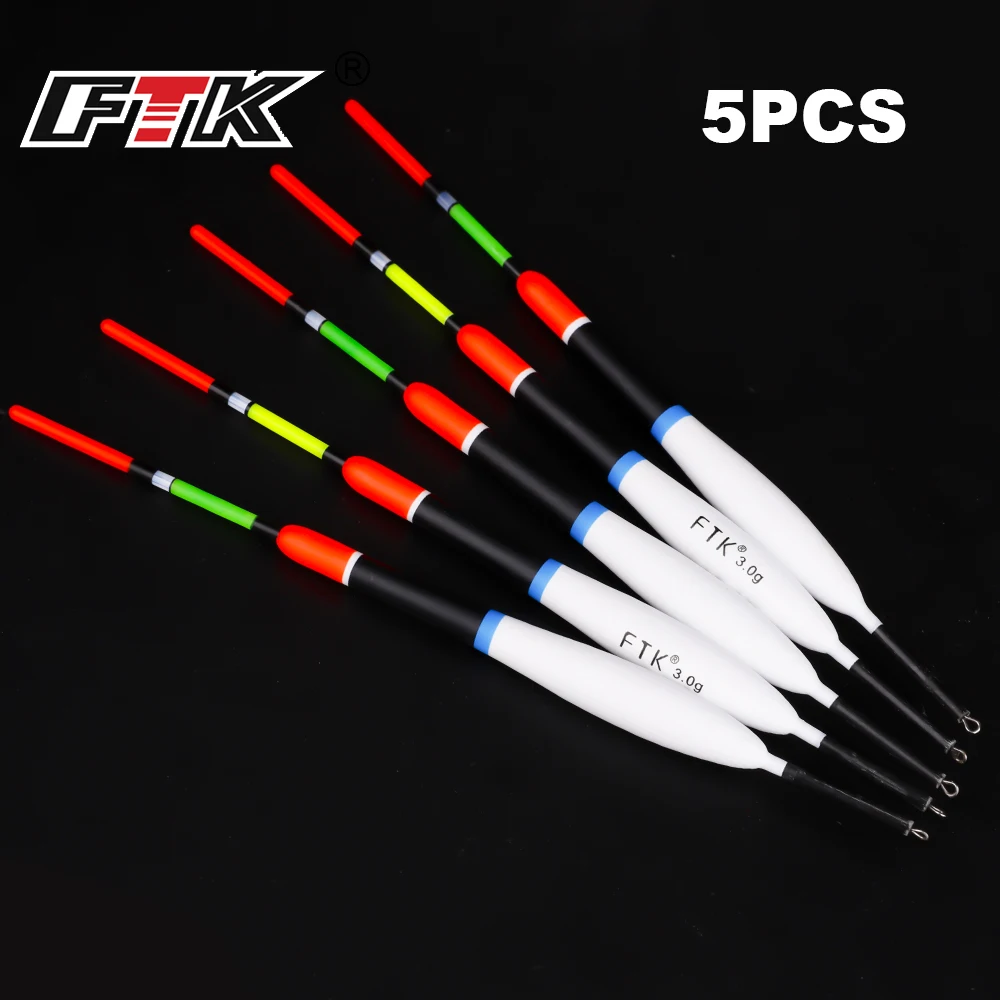 Lot de 5 flotteurs de pêche FTK, mix tailles et couleurs, pour une pêche précise en