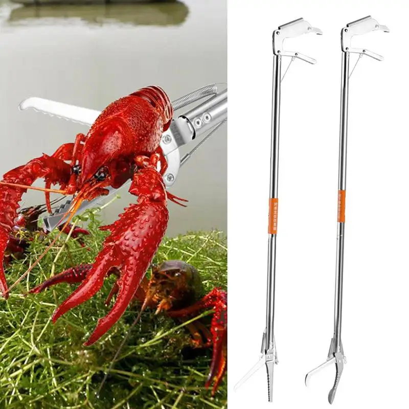 Snake Grabber Tool Stainless Steel Snake Tong Catcher Heavy Duty Snake Trapping Rod Reptile Grabber Catcher Wide Jaw Handling