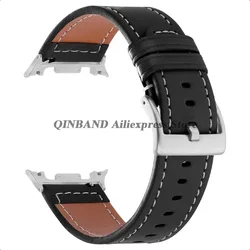 Premium Leather Watch Band - Soft Cowhide Strap - Black Adapter (Black)