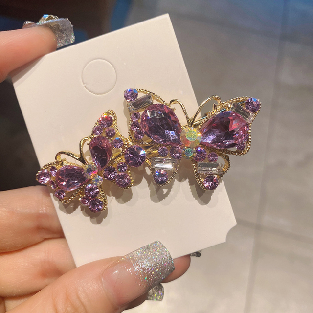 Crystal Butterfly Hair Clip Large Top Clip Flower Spring Clip Cute Women's Duckbill Clip Headdress Hair Accessories