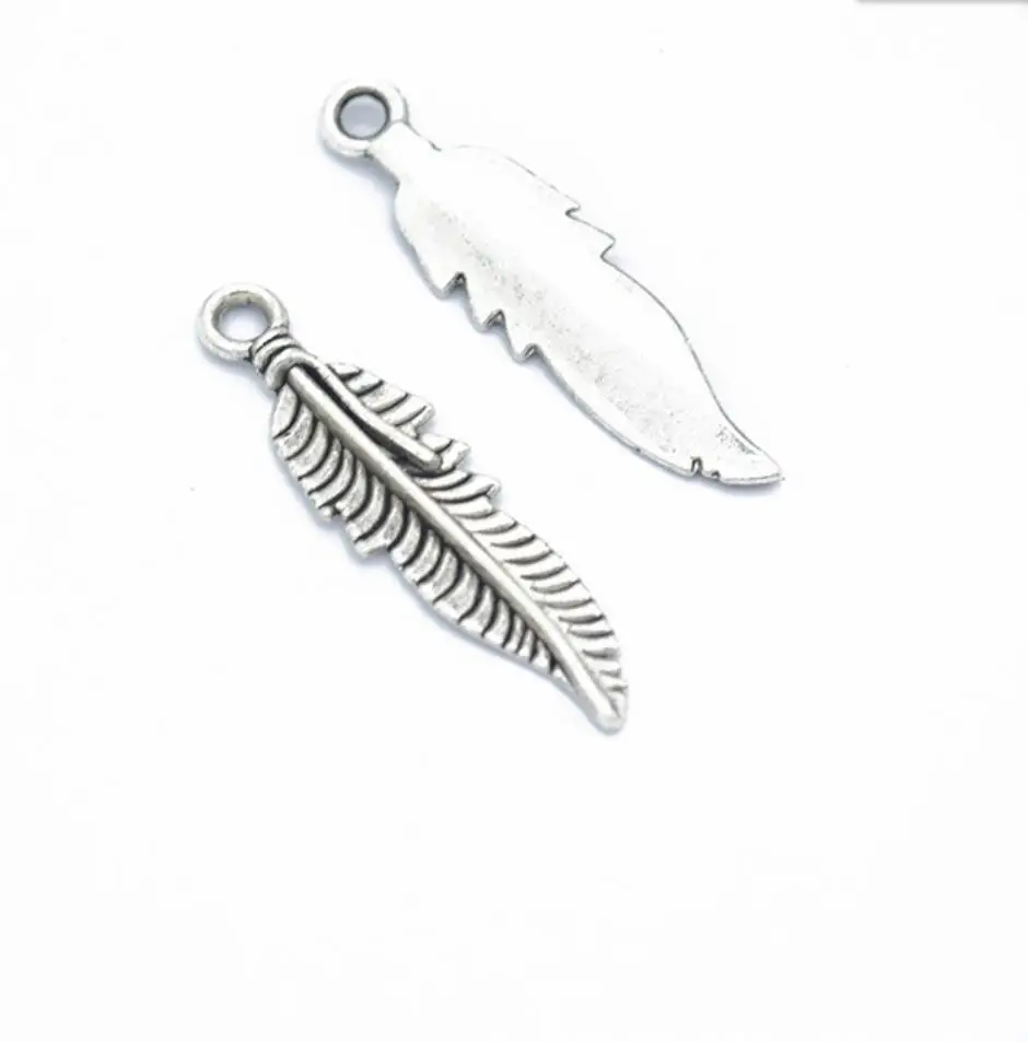 70pcs 37*9mm Antique Zinc Alloy Feathers Charms Diy Jewelry Findings Jewelry Accessories wholesale F0431