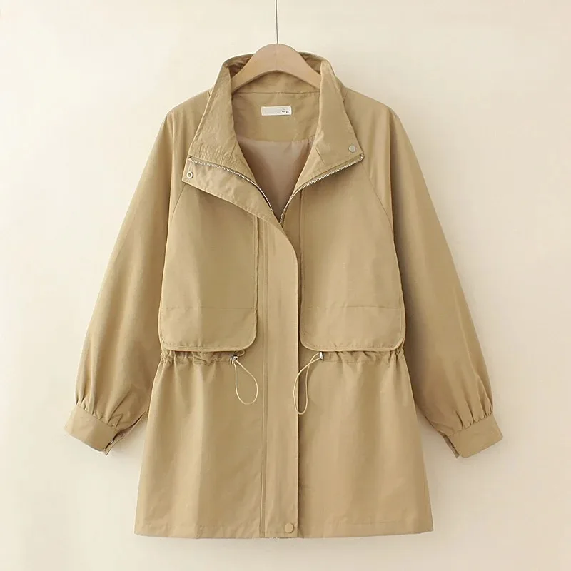 

Spring Autumn Women's Trench Coat New Solid Loose Long Sleeve Outerwear Windbreaker Casual Female Overcoat Gabardina Mujer 4XL