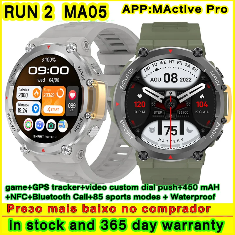 

Оригинальные Смарт-часы RUN 2 MA05, для улицы, для мужчин, телефон, GPS-трекер, ЭКГ, SOS, 85 спортивных режимов, Bluetooth, звонки, IP68, беспроводные Смарт-часы для женщин