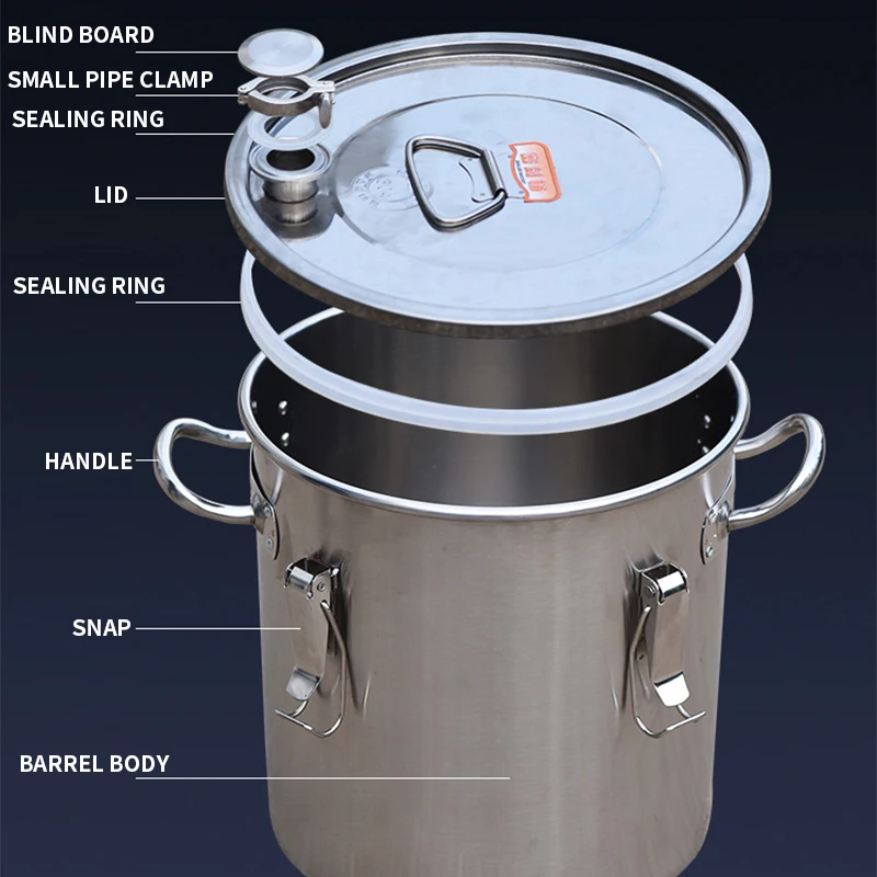33L 304 Stainless Steel Barrel Fermentation Barrel Fruit Wine Wine Making Equipment Grain, Oil, Soup and Food Material Storage 4