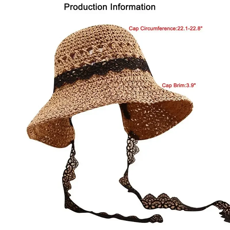 Women Camping Traveling UV Protection Beach Caps Soft Breathable Cap Summer Straw Hat Big Wide Brim Foldable Beach Sun Hat