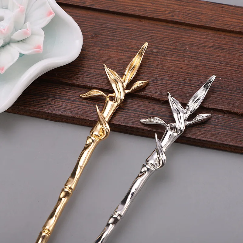 Bamboo Shaped Hair Stick for Women Girls Vintage Chinese Chopstick Gold Silver Color Hanfu Hairpin Jewelry Gift