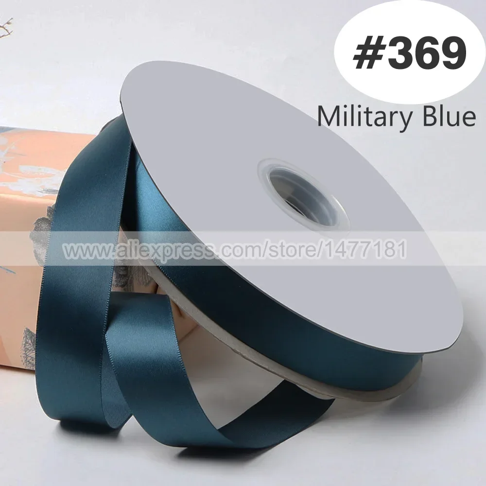 Blue Double Face Satin Ribbon – High-Density Polyester Fabric, Multiple Widths Available, 100 Yards