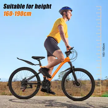 26 Inch Youth Adult Mountain Bike, Men Women MTB With 24 Speed Trigger Shifters, Aluminum Frame, Dual Suspension 1