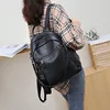 Fashion Leather Leisure Travel Backpack for Women, Large Capacity Trendy Black Backpack 6