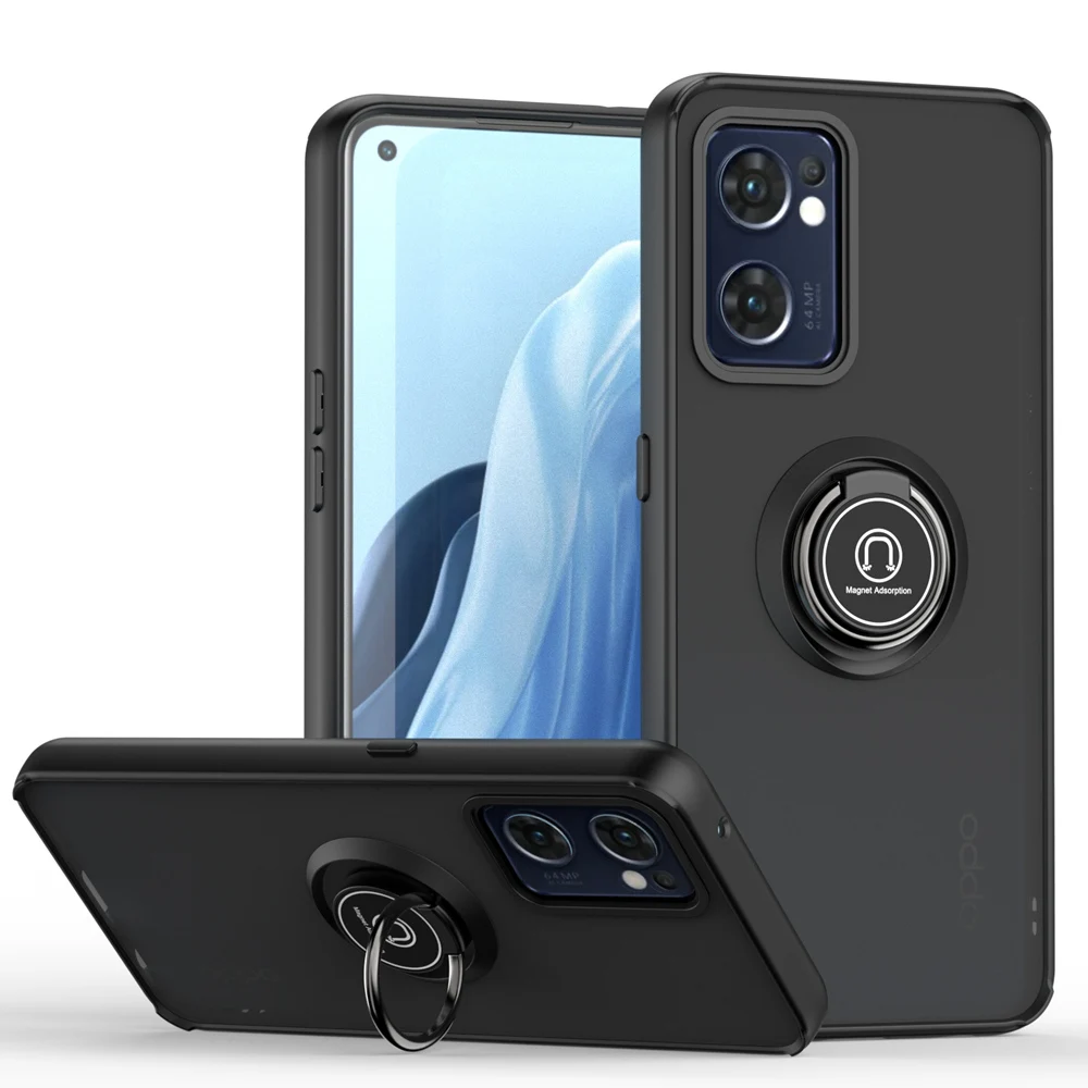 KEYSION Matte Case for OPPO Reno7 5G 7 Z 5 Lite 5F 4 Pro Transparent Ring Shockproof Phone Cover for OPPO A52 A72 A92 A5_voghion.com