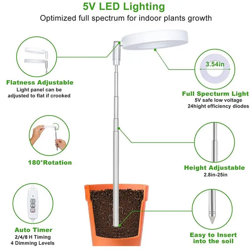 Plant Grow Light Lamp For Indoor Plants Indoor Full Spectrum LED Grow Light 4 Level Automatic Timer Plant Growing Lamps dropship