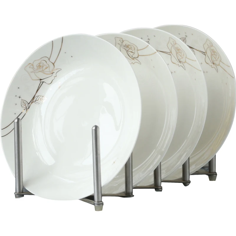 4pcs set, 8 inch, bone china dinner plates, golden rose, porcelain plates for food, ceramic dishes for serving, dinner plate set