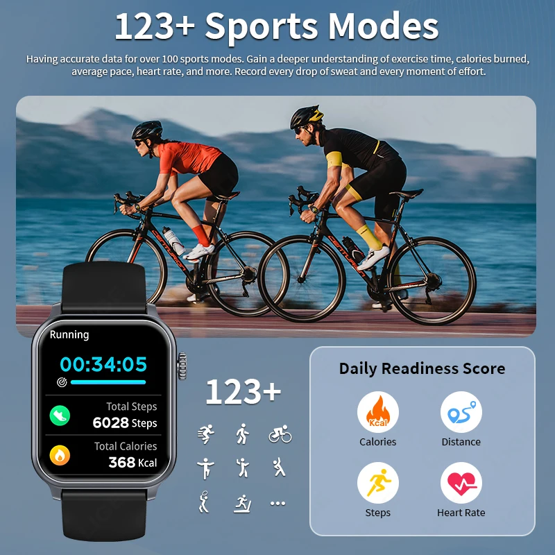 LIGE 1.83" Make Answer Call Smartwatch Men Women Wristwatch 600mAh Battery Fitness Message Alerts Smart Watch For Xiaomi Huawei