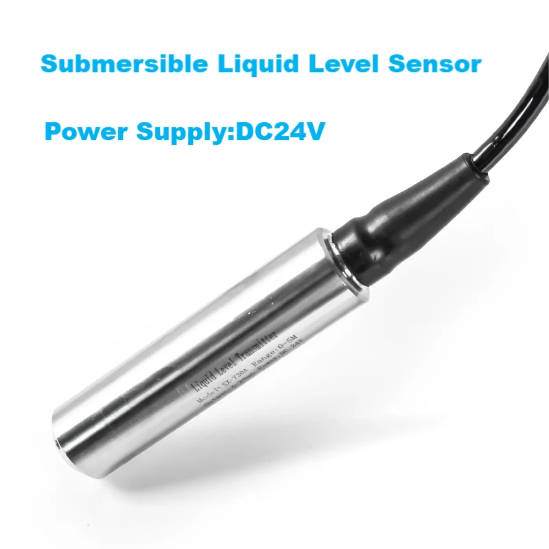 

DC24V Liquid Water Level Sensor Transmitter S304 Probe 4-20mA 0-10V RS485 Signal Submersible Liquid Level Transducer for Tank