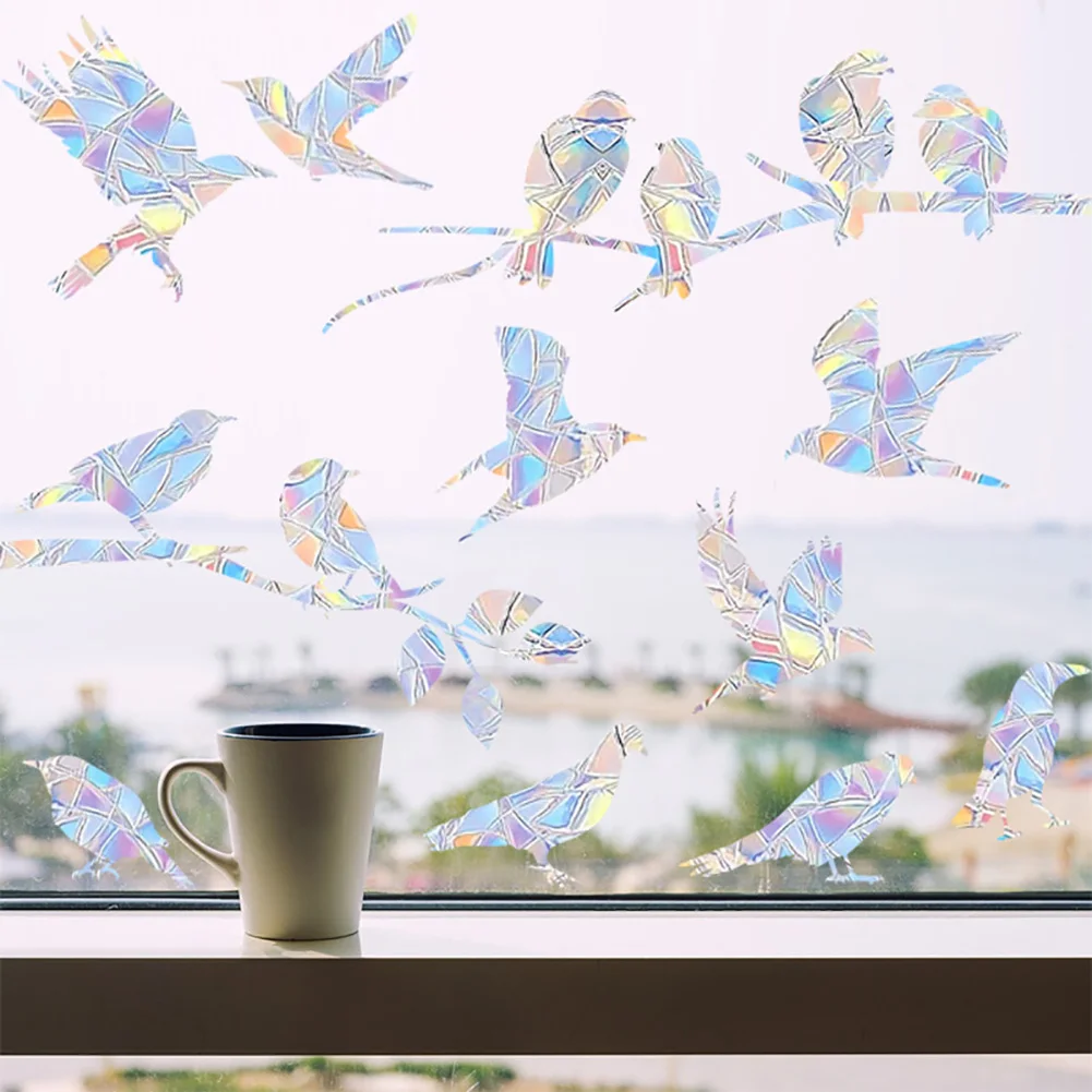 Bird Rainbow Suncatcher Window Stickers For Baby Kids Rooms Home Decortion PVC Glass Window Decals To Save Birds From Collisions window stickers
