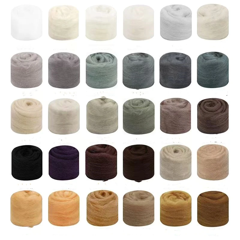 Description Picture 2 of item66S Basic Color Series Wool Fibre  for Needle Felting Wet Felting Wool Felting Handmade Spinning DIY Craft Materials