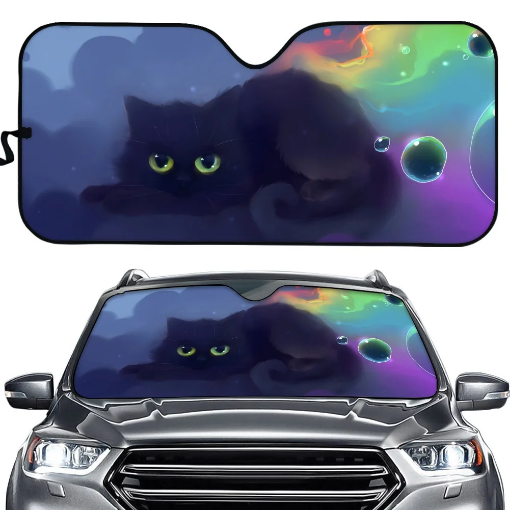 

Windshield Sunshades 3D Black Cat Car Sun Shade for Front Windshield Trucks Sun Visor Protector Foldable Accessories