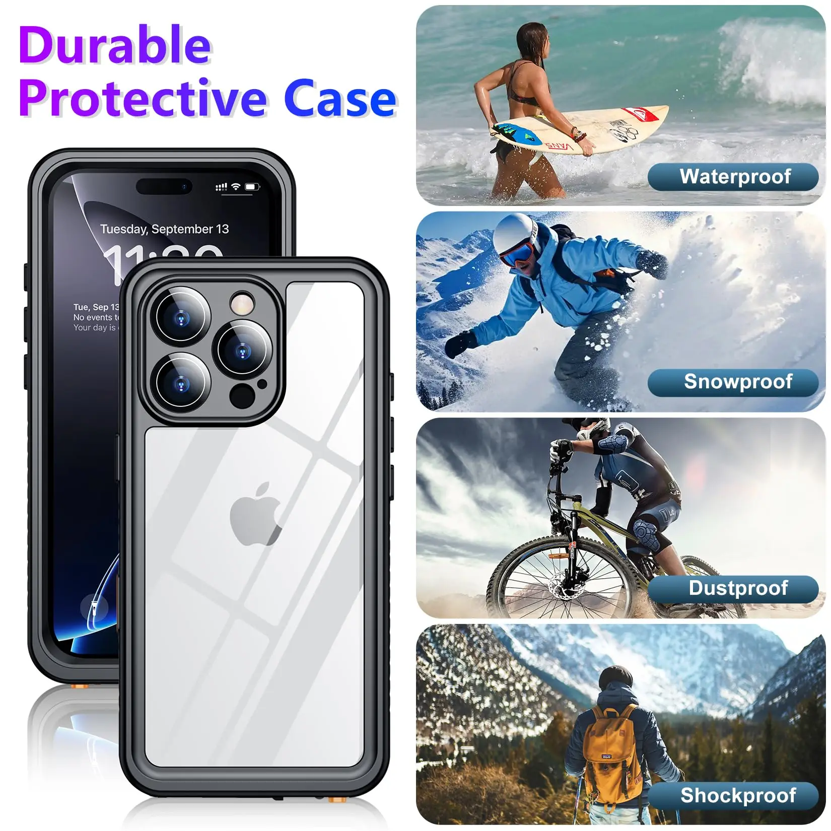 Ultimate IP68 Waterproof Shockproof Phone Case - Solid Color Protective Cover