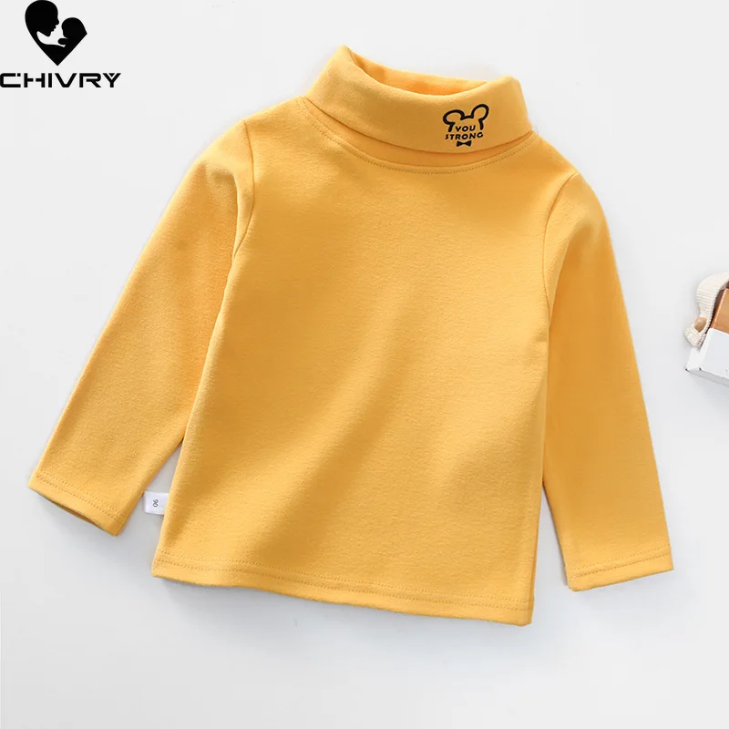 Kids T-Shirts New 2022 Spring Autumn Boys Girls Kids Fashion Solid T Shirt Tops Children Turtleneck Long Sleeve Casual T-shirts