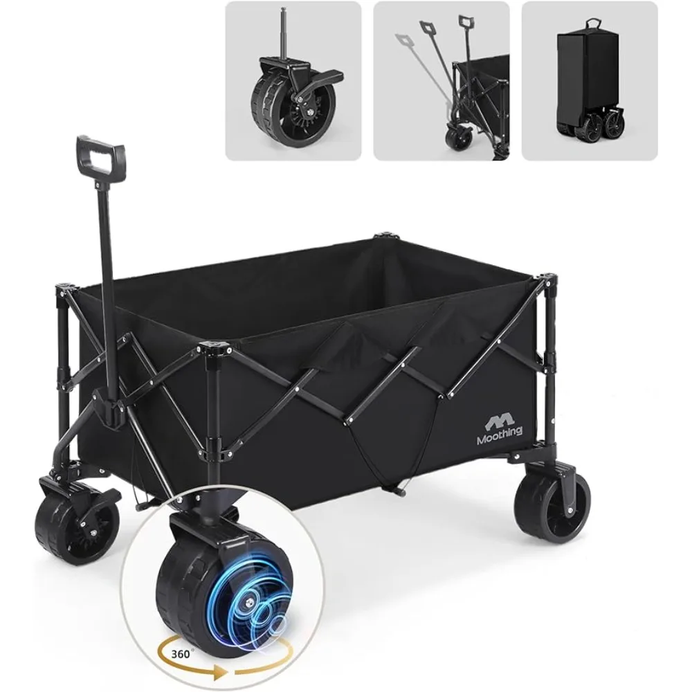 

Foldable station wagon, garden cart with large capacity, multifunctional shopping with large wheels, heavy-duty garden sports
