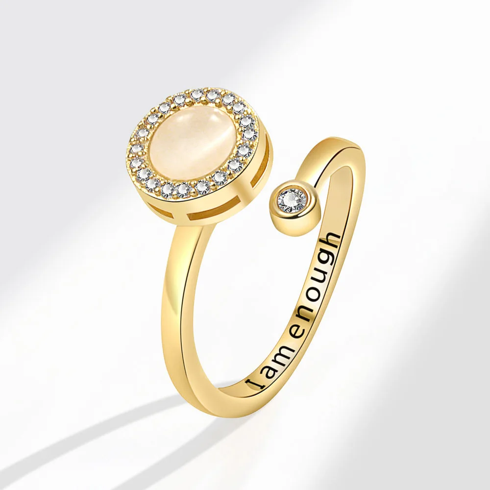 Opal Angst Linderung Spinning Fingerring für Mädchen rotierende Zappeln Metall Spinner Anti Stress Ring Schmuck Zubehör Anillos – Detail 3