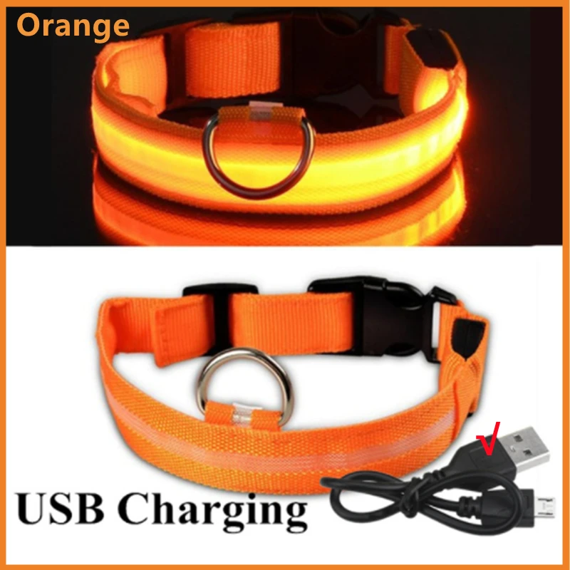 USB Rechargeable Luminous Collar Adjustable Glowing Dog Collar for Large Small Dogs Cat Night Light Collar Pet Safety Harness 