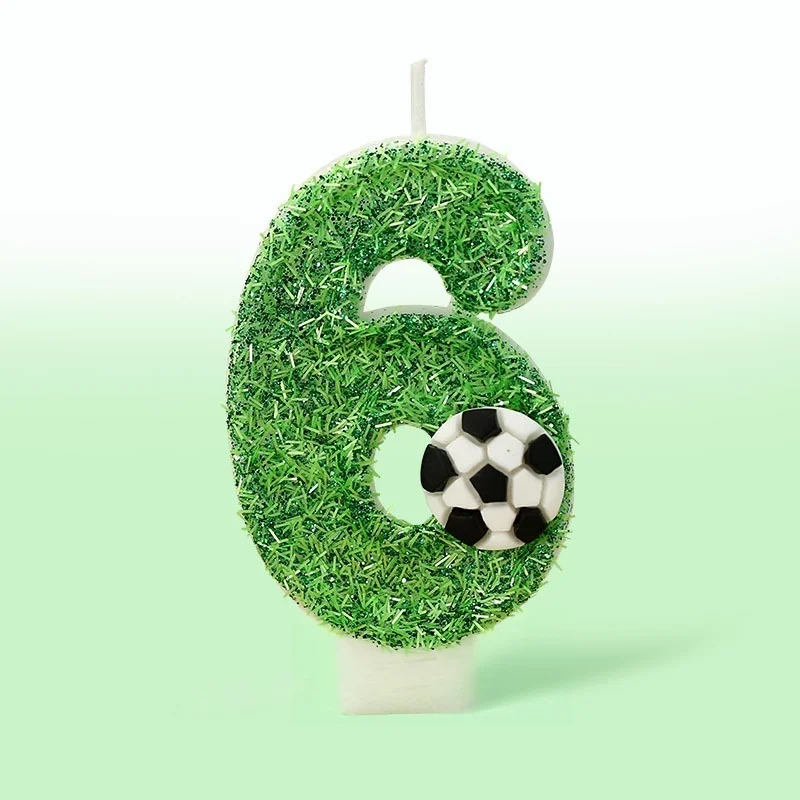 2026 Neue Geburtstagskerzen mit Zahl 0–96, original grüner Fußball-Geburtstagskuchen, digitale Party-Kerzendekoration – Detail 7