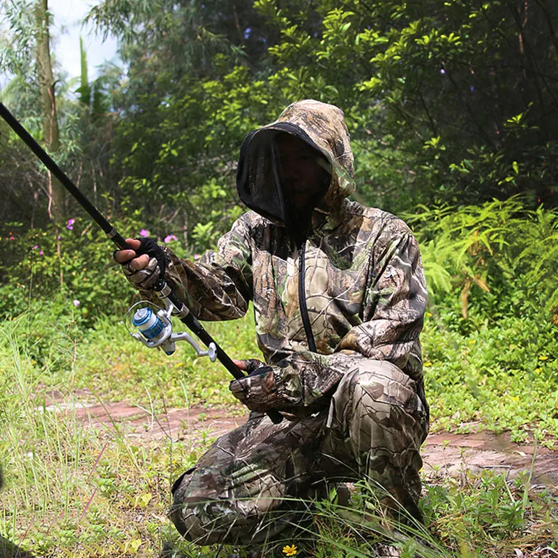 Bionic Camouflage Suit, Tactical Suit, Sniper Ghillie Cotton Camouflage Hunting Overalls, Mosquito Protective